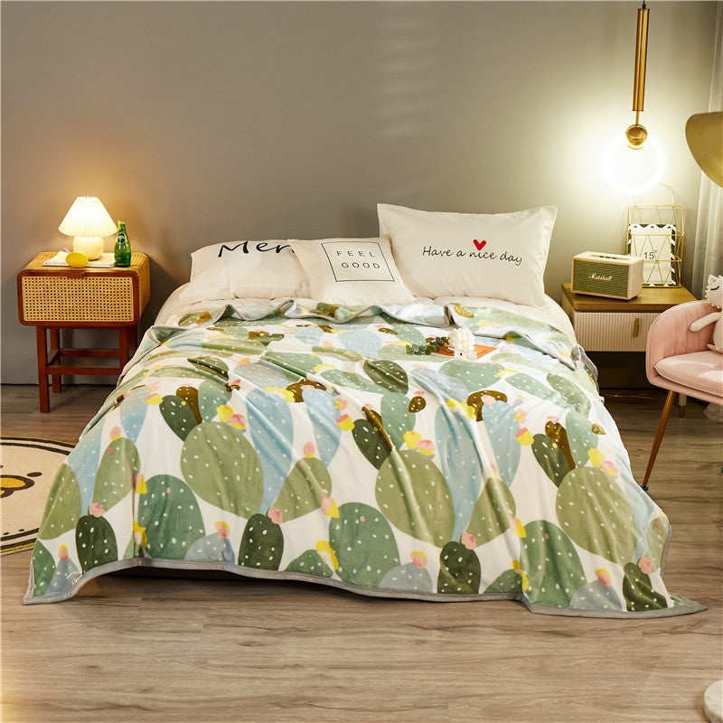 Thickened Cloud Mink Velvet Double Printed Sheet Blanket