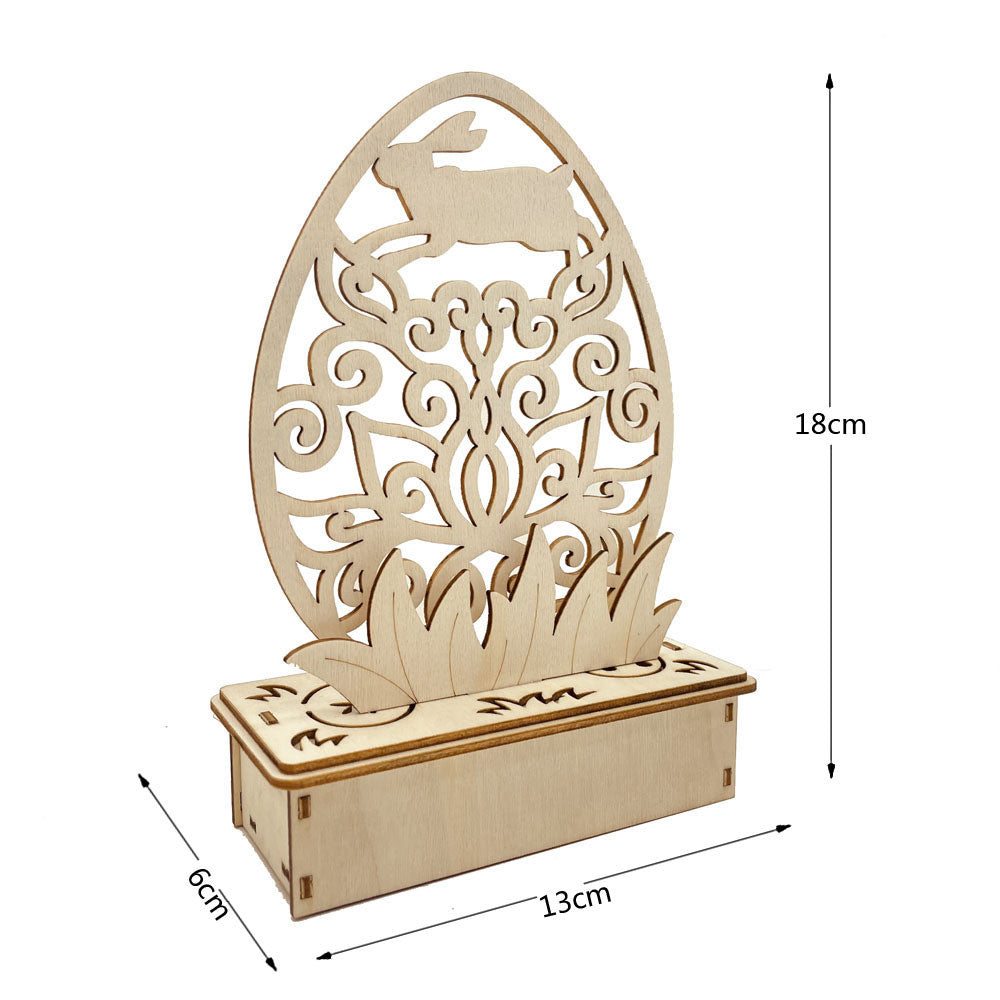 Wooden DIY Egg Shape LED Easter Ornament