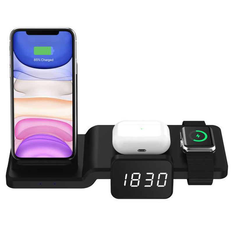 Compatible with Apple , Watch Headset Four-in-one Wireless Charger Mobile Phone Fast Charging Stand With Clock