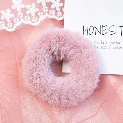 Women's Faux Fur Plush Solid Color Simple Hair Tie