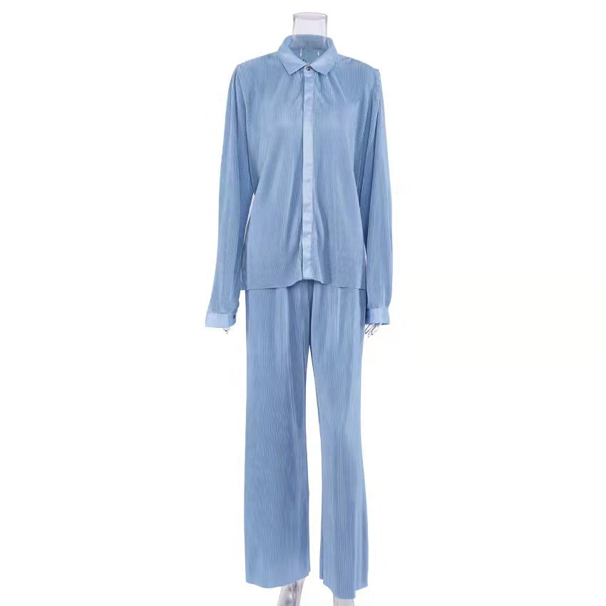 New Autumn And Winter Pleated Shirt Pleated Trousers Suit