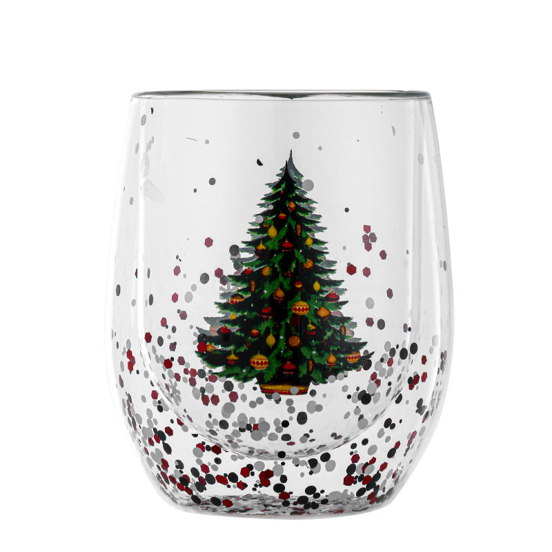 New Christmas Tree Cup Heat-resistant Double-layer Flowing Sequins