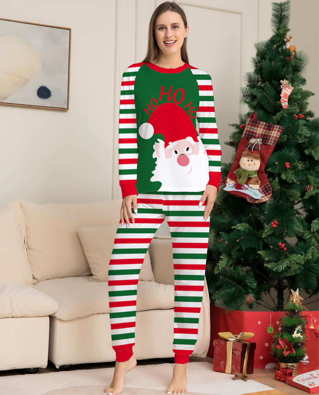 Family Christmas Pajamas Matching Sets Red Stripe Xmas Holiday Sleepwear Jammies Long Sleeve PJs Outfits