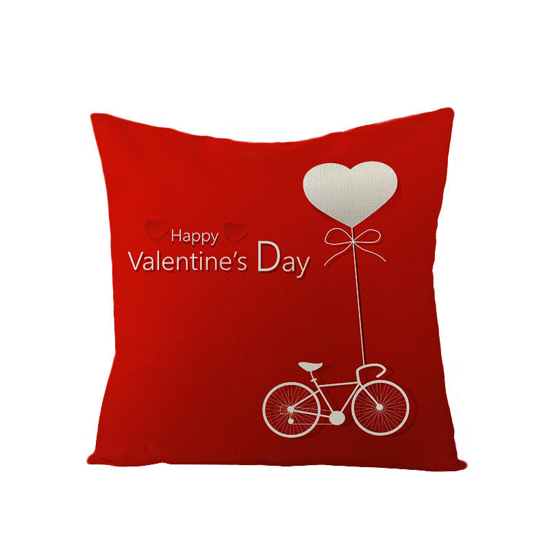 Valentine's Day Red Heart Linen Pillowcase