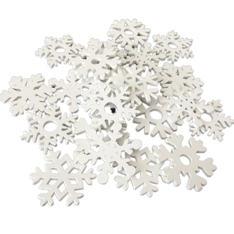 Wooden Crafts White Snowflake Christmas Series Wood Chips