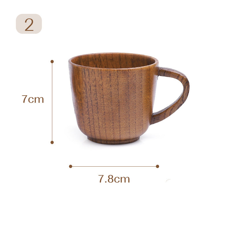 Japanese Style Vintage Handle Solid Wood Water Cup