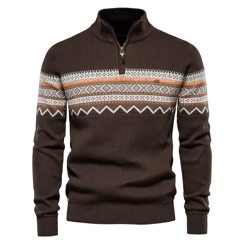 Zipper British Long Sleeve Men's Knitwear Casual