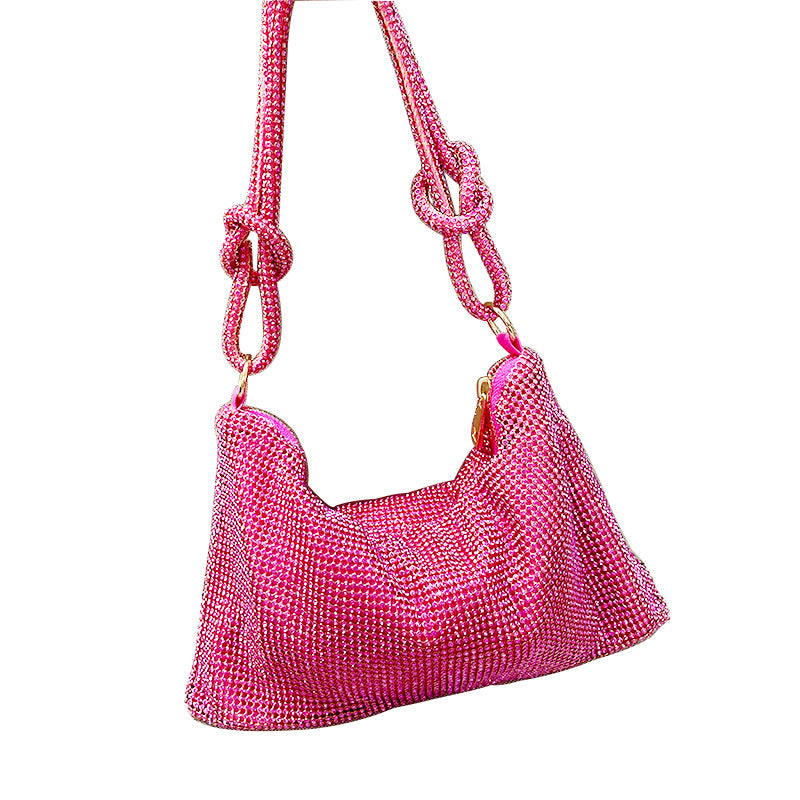 Diamond One Shoulder Women's Bag Rhinestone Underarm Handbag Net