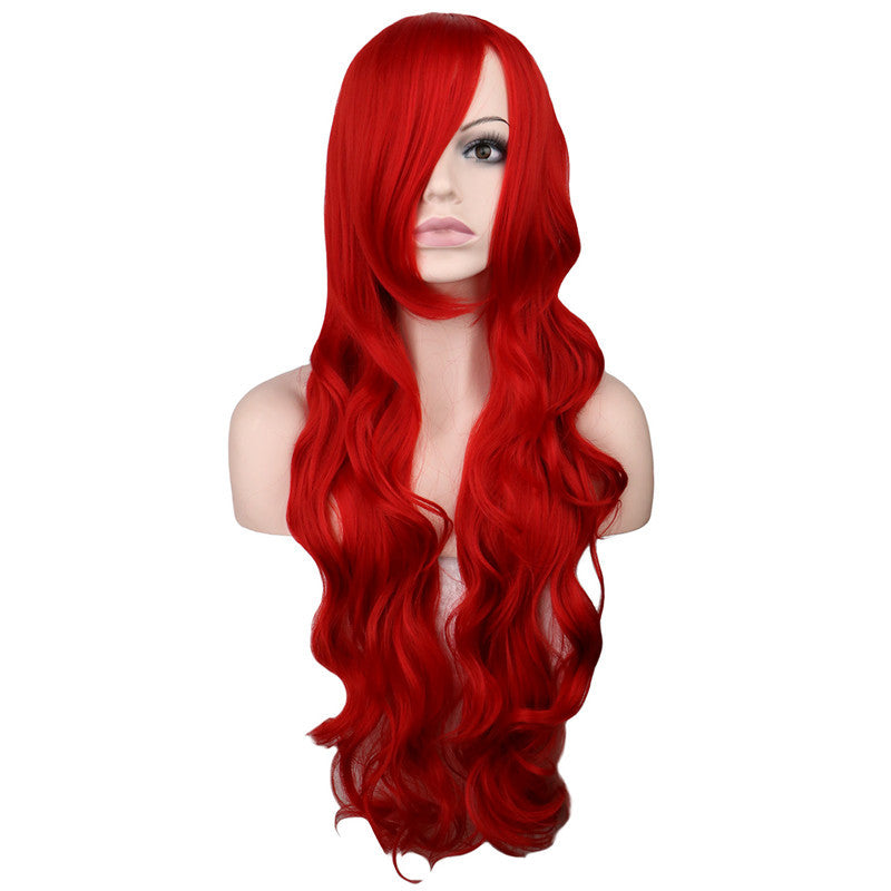 Mermaid Anime Cosplay Wig Dark Red Long Curly Hair