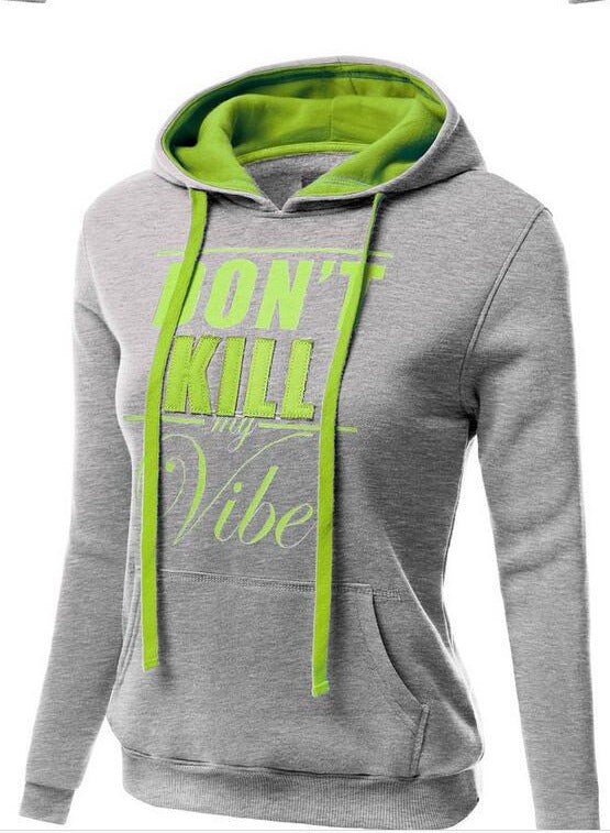 Casual Hooded Long Sleeve Slim Letter Sweatshirt