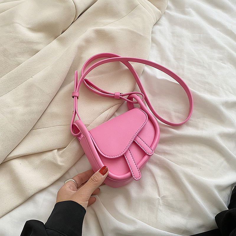 Luxury Mini PU Leather Saddle Crossbody Bag For Woman 2022 Fashion Cute Phone Shoulder Handbags And Purses Kawaii Shoulder Bags