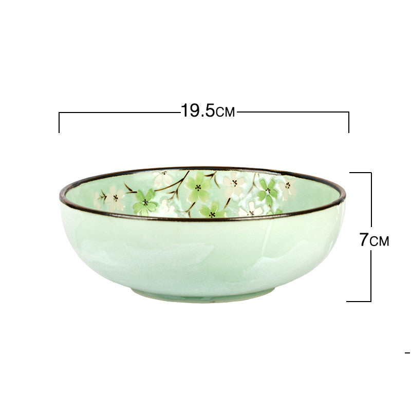 Underglaze Color Tableware Autumn Cherry Big Deep Plate Rice Bowl