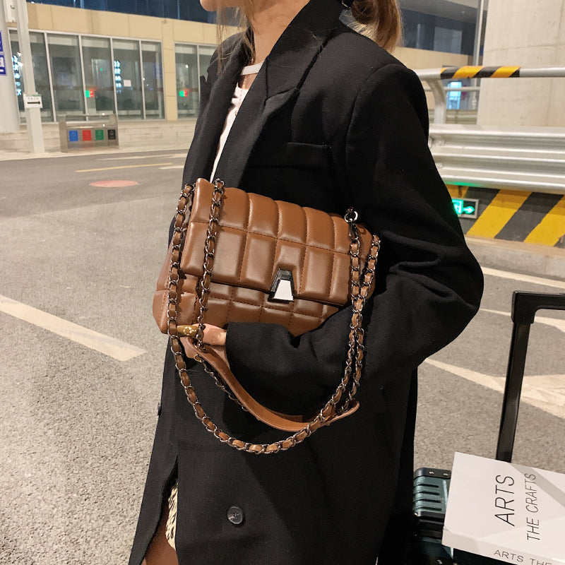 Embroidered Plaid Women's Bag 2021 New Fashion Chain Korean Version All-match Simple Commuter One-shoulder Niche Trend Messenger