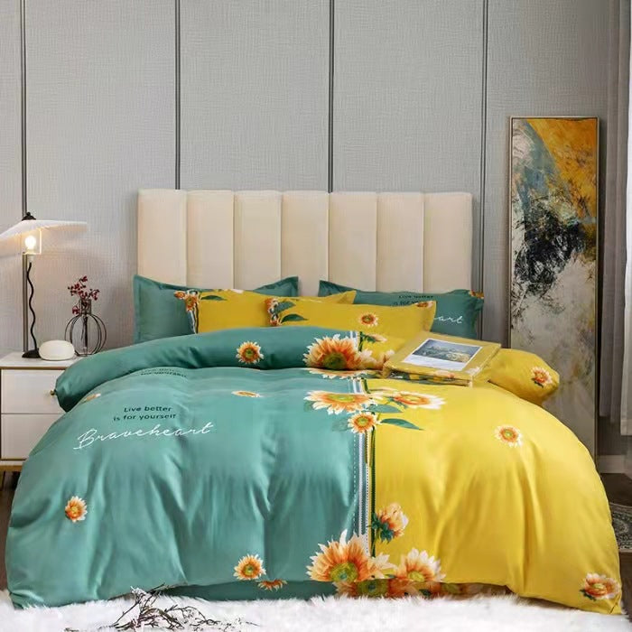 Thickened Brushed Four-piece Winter Bed Sheet And Duvet Cover Three-piece Bedding Set