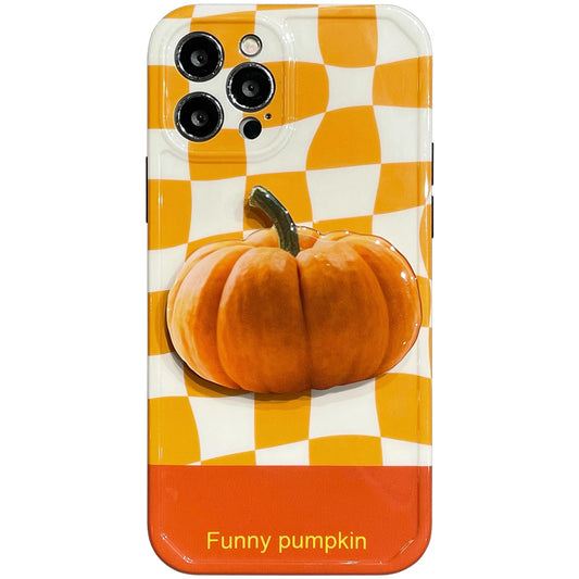 Pumpkin Grid Contrast Color Phone Case