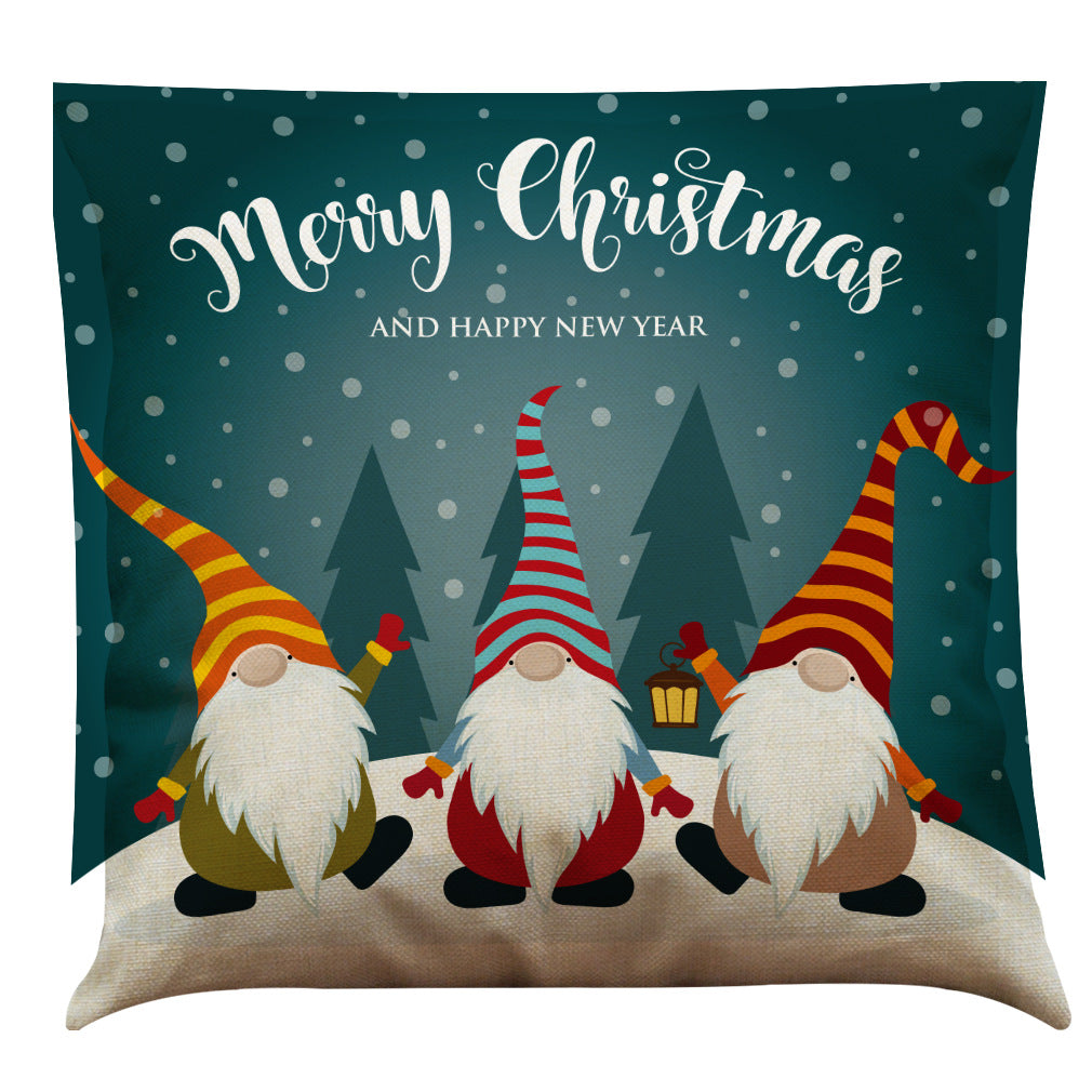 Christmas Cotton Linen Sofa Car Cushion Pillowcase