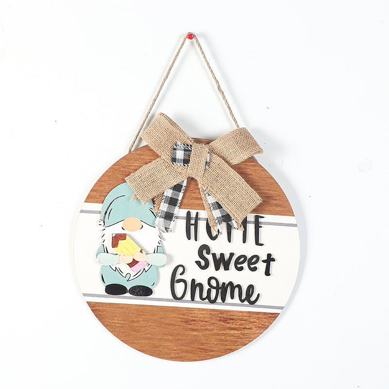 Christmas Wooden Door Decoration Hanging Easter Gnome