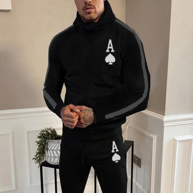 New Spring And Autumn Casual Suit Men's Trendy Fashion Hooded Zipper Shirt Men's Two-piece Sportswear