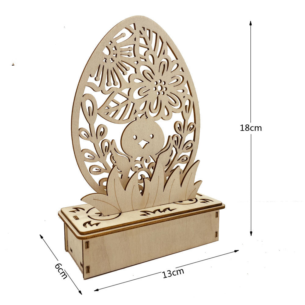 Wooden DIY Egg Shape LED Easter Ornament