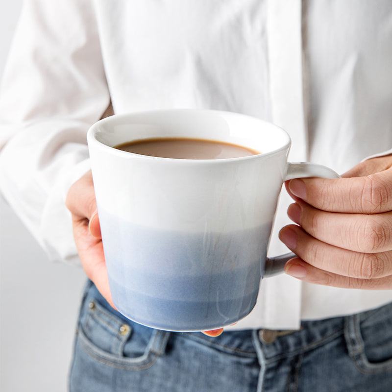 Simple Large Diameter Gradient Color Ceramic Mug