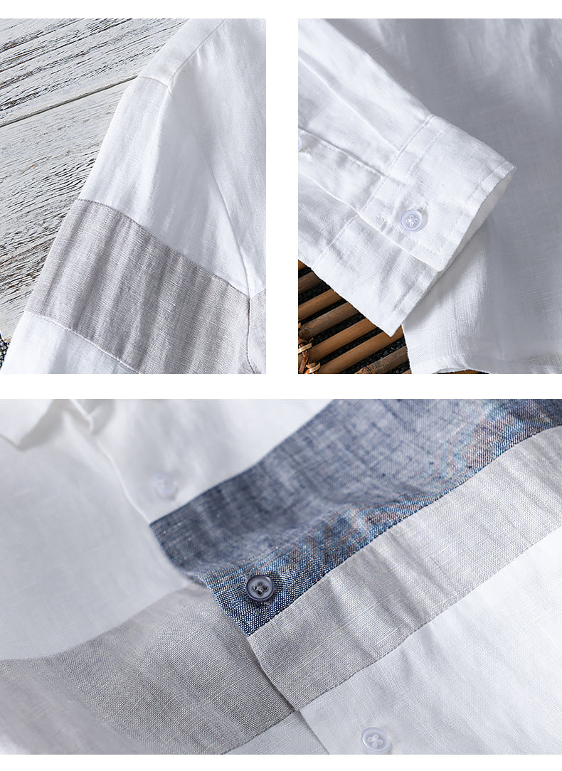 Men's Collar Loose Cotton Linen Versatile Beach Shirt For Men