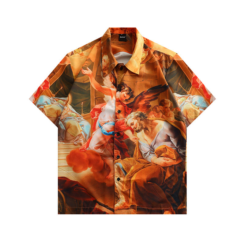 Oil Painting Art Full Print Casual Shirt Men