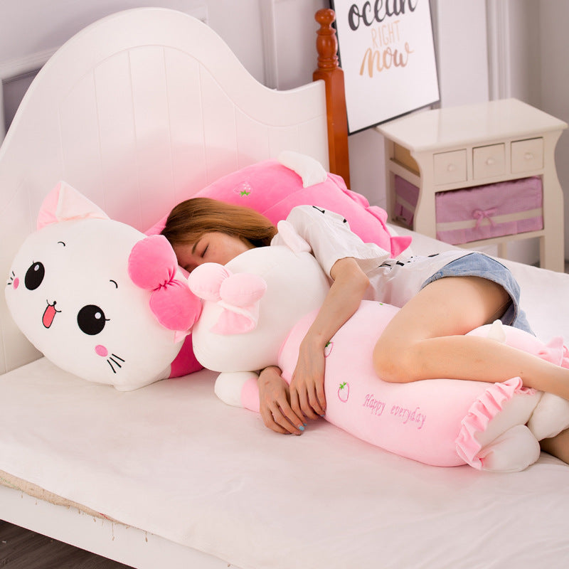 Girl's Heart Cat Plush Toy Soft Long Pillow