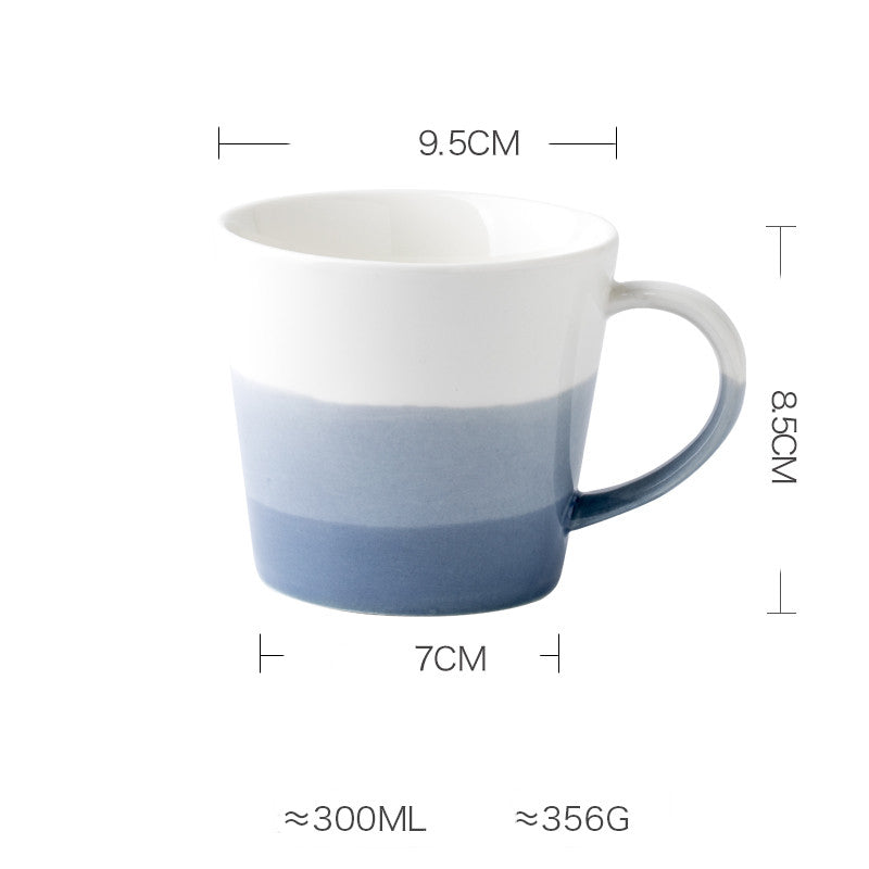 Simple Large Diameter Gradient Color Ceramic Mug