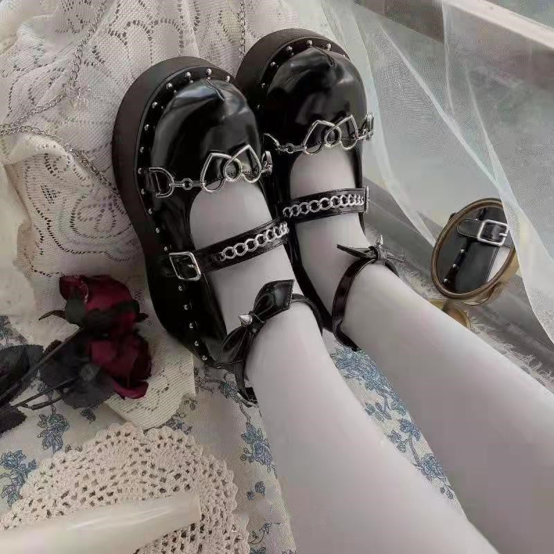 Patent Leather Halloween Leather Shoes Thick Bottom Round Toe Platform