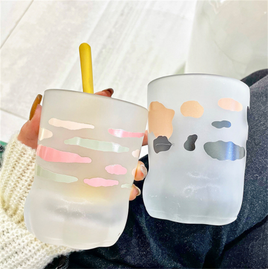 Frosted Glass Kitten Cat Paw Coffee Cup Mug Couples Water Bottle