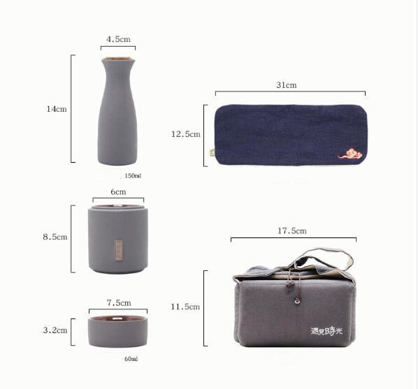 Portable Simple Household Japanese Ceramic Wine Set