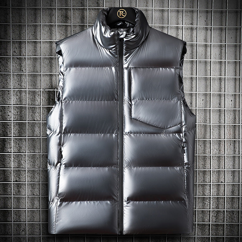 Men's Sleeveless Shiny Cotton Vest Jacket