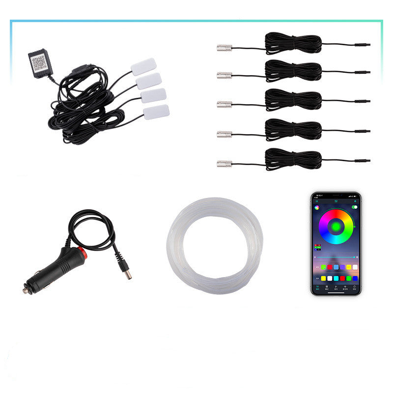 Light Guide Fiber Optic Mobile Phone APP Controls Colorful Car Atmosphere Lights