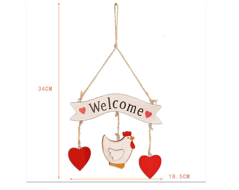 Creative Easter Cute Wooden Love Chicken Window Door Sign Pendant