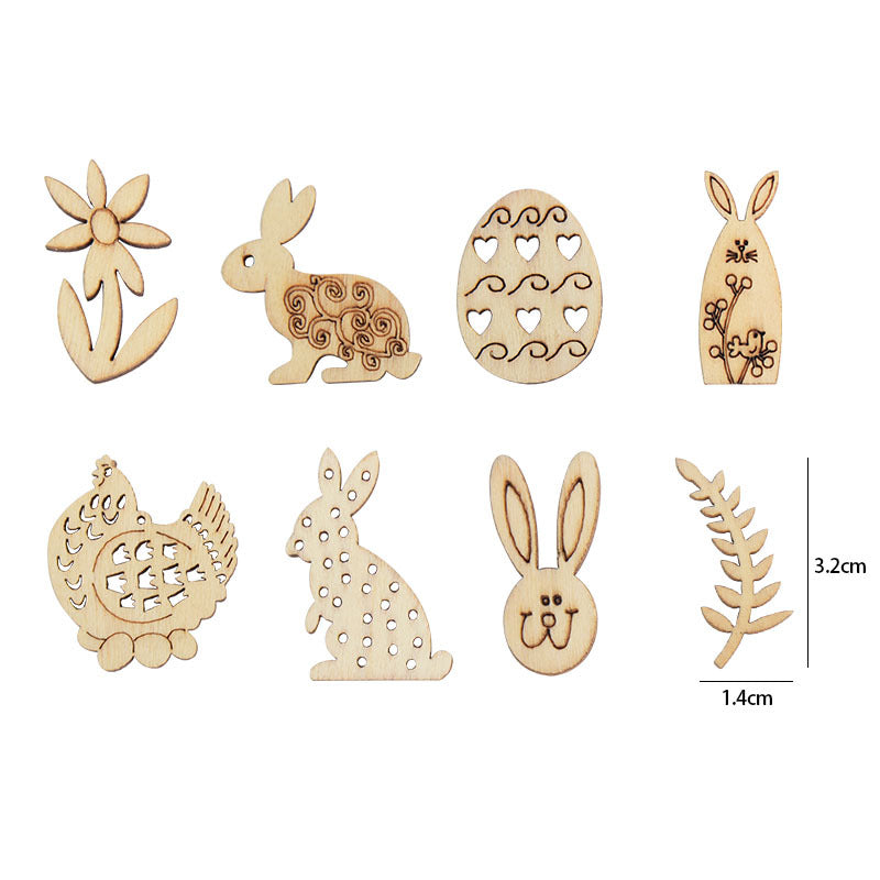 Easter Party Crafts Decoration Creative Home Decoration DIY Handmade Rabbit Spot Wood Piece