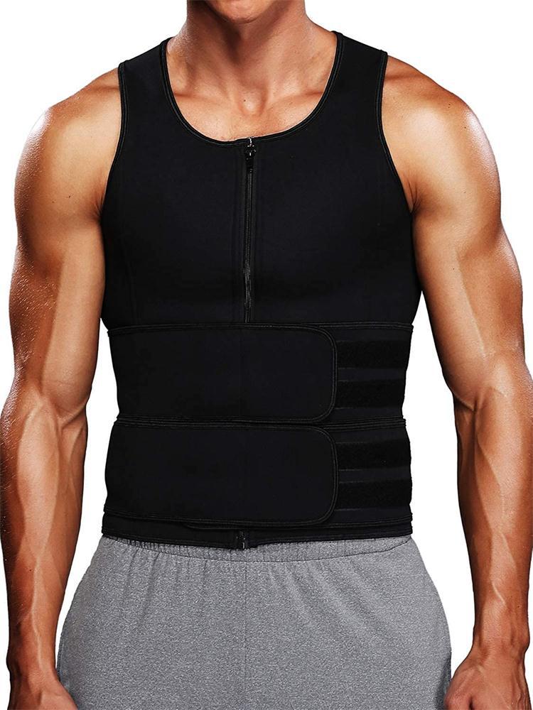 Fitness Men Shapewear Sauna Vest Waist Trainer Double Belt Sweat Shirt Corset Top Body Shaper