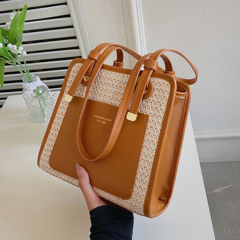 Summer Weave Women's Shoulder Bag Luxury Leather Tote Bag 2022 New All Match Design Handbags New Female Simple Woven Beach Bags