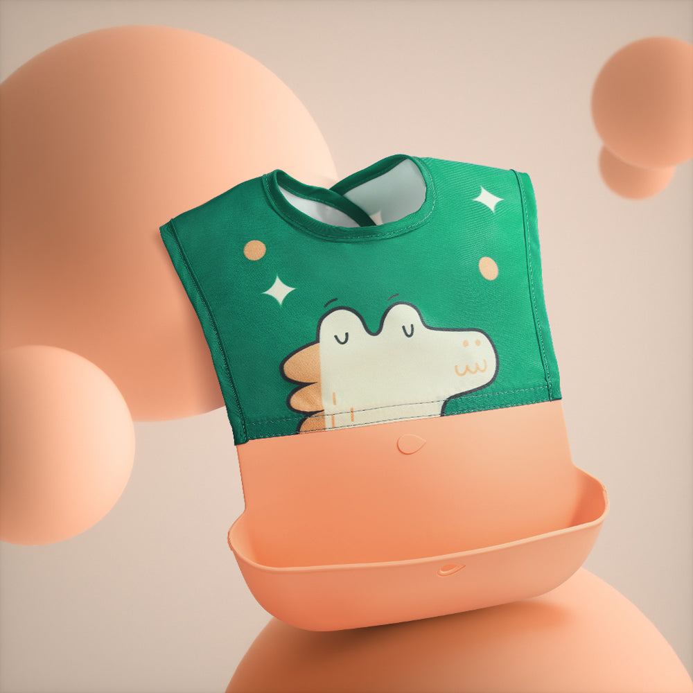 Baby Waterproof Bib Rice Pocket Silicone Saliva Pocket Anti-dirty