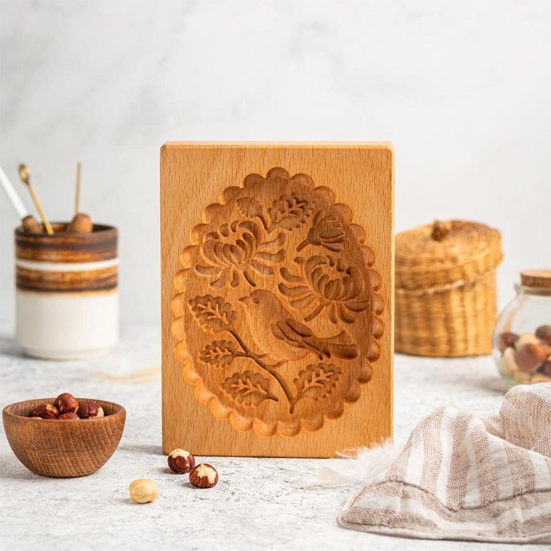 Wooden Gingerbread Cookie Mold Pine Nuts Rose Flower Cookie Mold Wooden Rose Flower Christmas Kitchen Tools