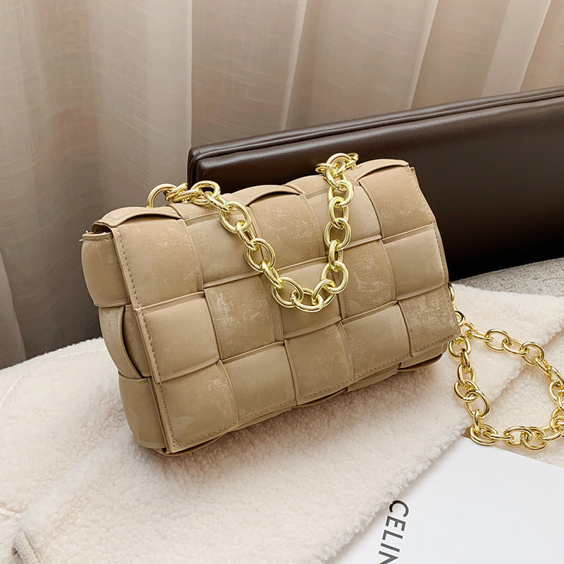 Braided Frosted Portable Square Luxury Designer 2022 Fashion Chain Shoulder Messenger Texture Women's Bag Handbag