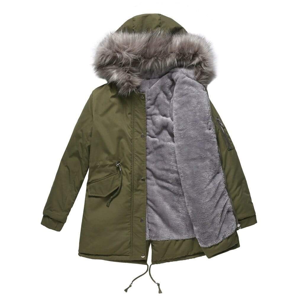 coat cotton coat mid-length hooded winter warm plus fleece coat plus cotton padded coat