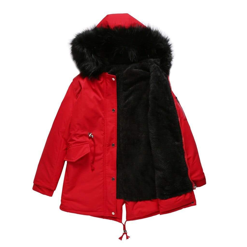 coat cotton coat mid-length hooded winter warm plus fleece coat plus cotton padded coat