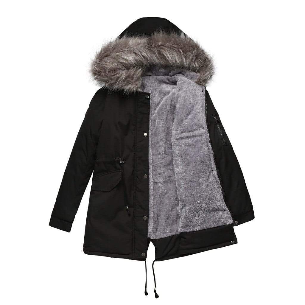 coat cotton coat mid-length hooded winter warm plus fleece coat plus cotton padded coat