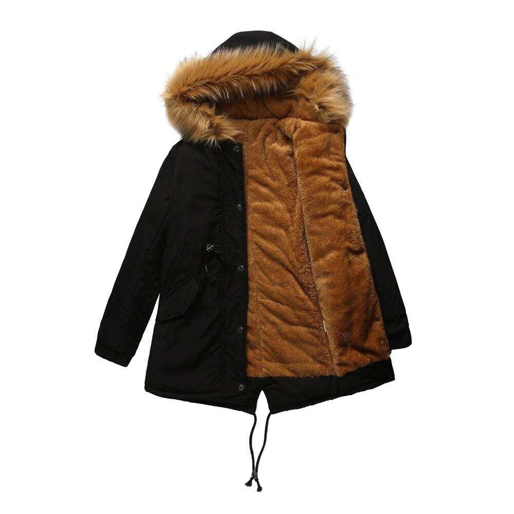 coat cotton coat mid-length hooded winter warm plus fleece coat plus cotton padded coat