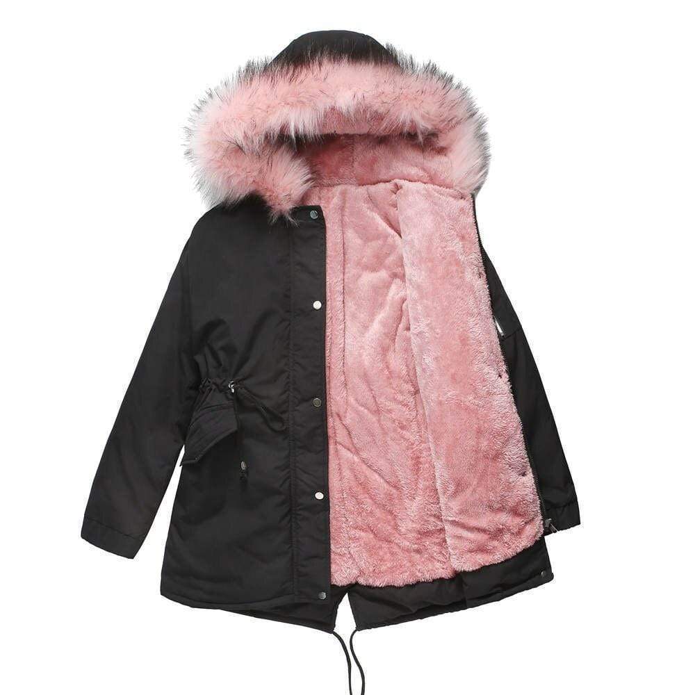 coat cotton coat mid-length hooded winter warm plus fleece coat plus cotton padded coat