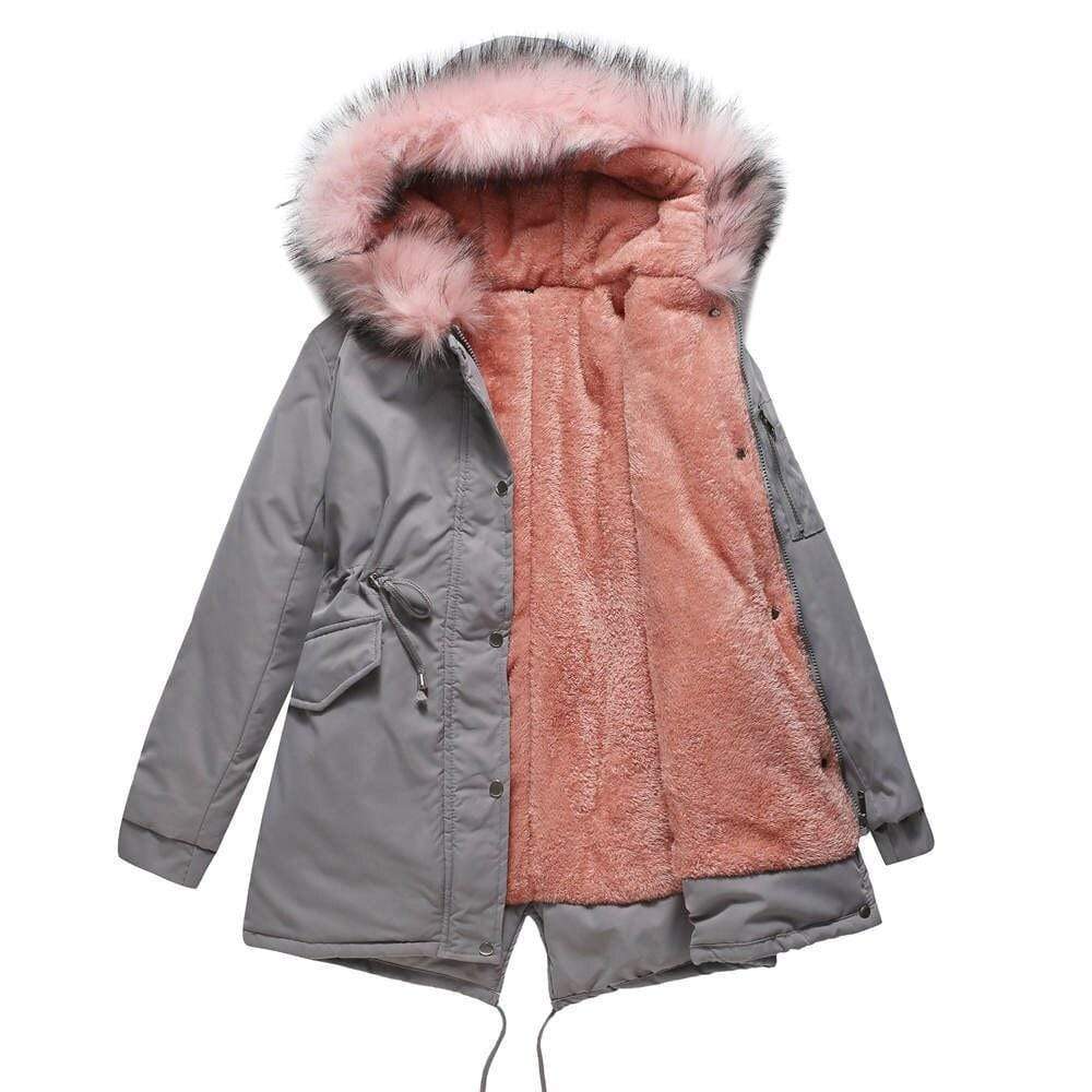 coat cotton coat mid-length hooded winter warm plus fleece coat plus cotton padded coat